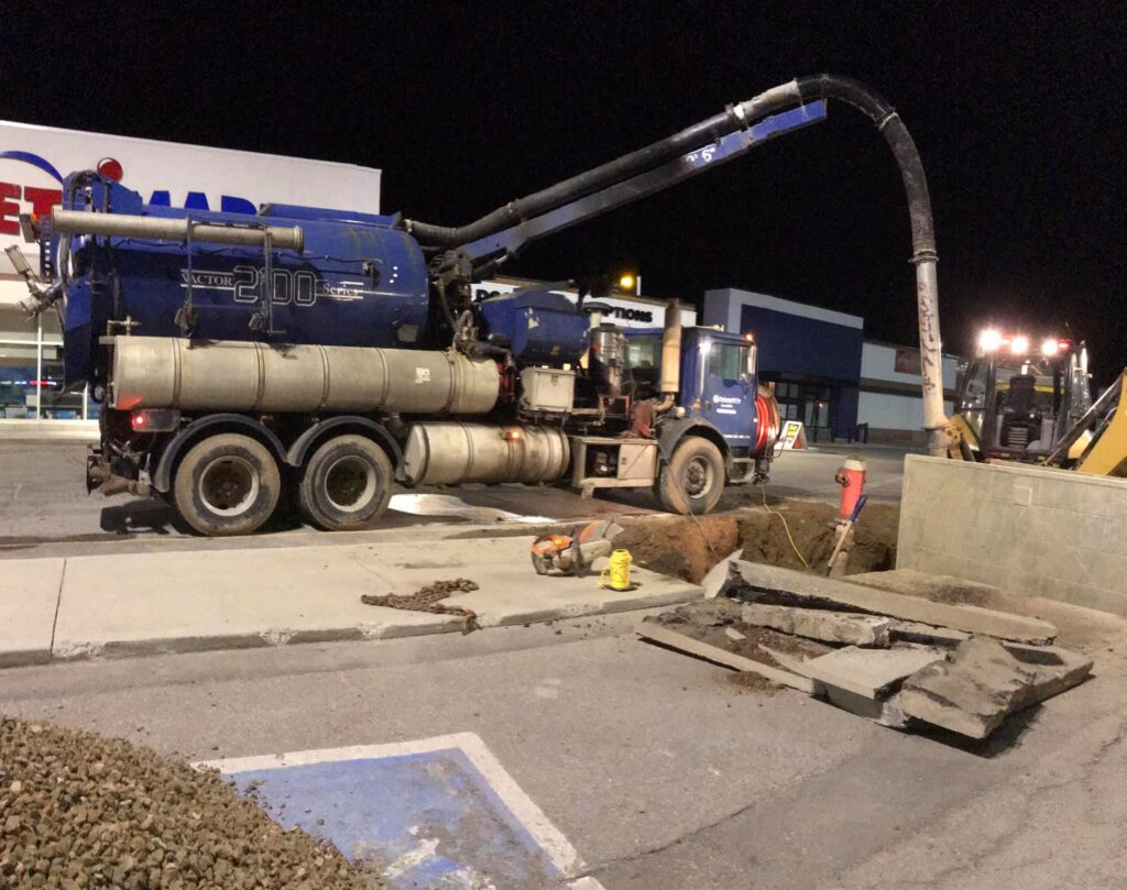 The CT Horizontal And Vac truck working in the Walkerton area